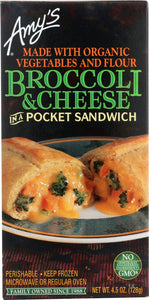 AMY'S: Broccoli and Cheese in a Sandwich Pocket Sandwich, 4.5 oz