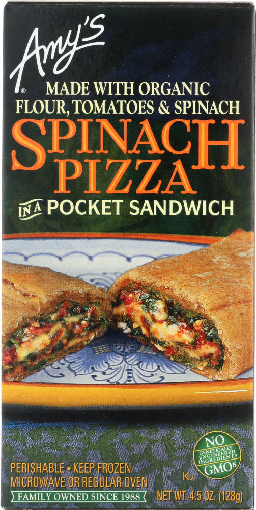 AMY'S: Spinach Pizza in a Pocket Sandwich, 4.5 oz