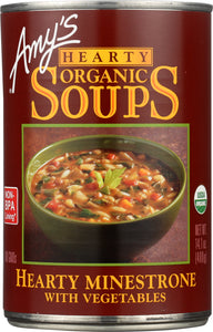 AMY'S: Organic Hearty Soup Minestrone with Vegetables, 14.1 oz