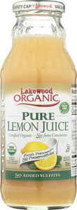 LAKEWOOD: Organic Pure Juice Lemon, 12.5 oz