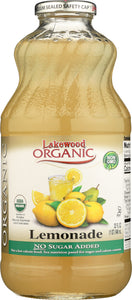 LAKEWOOD ORGANIC: Lemonade No Sugar Added, 32 Oz