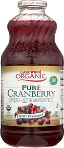 LAKEWOOD ORGANIC: Pure Cranberry Juice, 32 oz