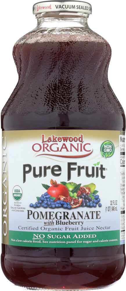 LAKEWOOD ORGANIC: Pure Fruit Pomegranate with Blueberry Juice, 32 oz