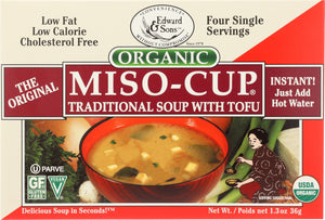 EDWARD & SONS: Organic Gluten Free Miso-Cup Natural / Instant 4 Pack, 1.3 oz