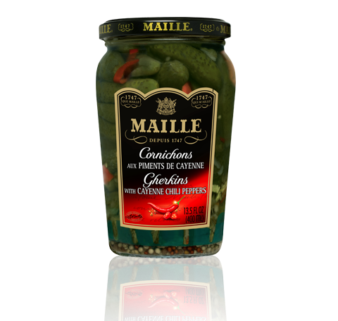 MAILLE: Cornichons with Cayenne Chili Peppers, 13.5 oz