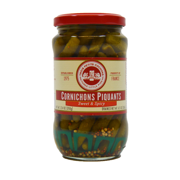 LES TRIOS PETITS: Gherkins Sweet and Spicy Baby, 12.4 oz