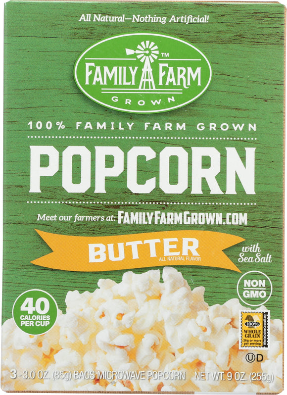FAMILY FARM GROWN: Popcorn Butter with Sea Salt 3 ct, 9 oz