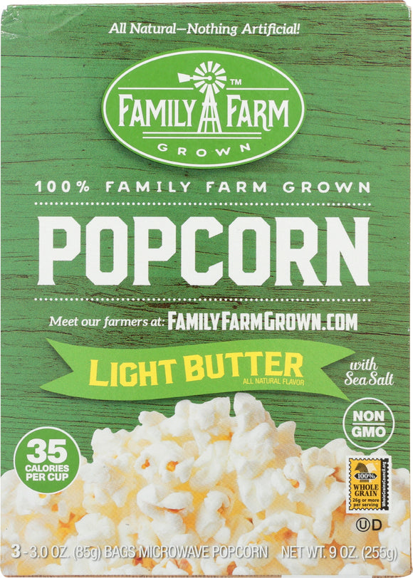 FAMILY FARM GROWN: Popcorn Light Butter with Sea Salt 3 ct, 9 oz