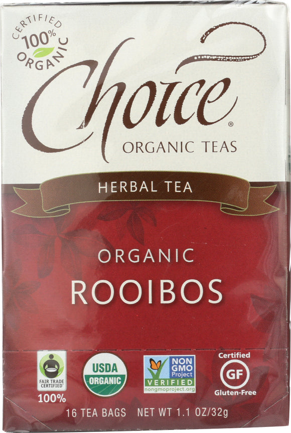 CHOICE ORGANIC TEAS: Organic Rooibos Herbal Tea 16 Tea Bags, 1.27 Oz