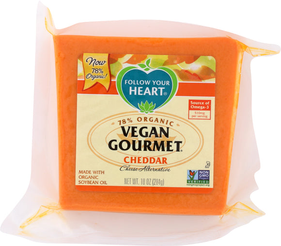 FOLLOW YOUR HEART: Vegan Gourmet Cheddar Cheese Alternative, 10 oz