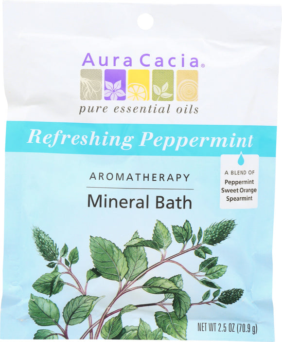 AURA CACIA:  Aromatherapy Mineral Bath Refreshing Peppermint , 2.5 Oz