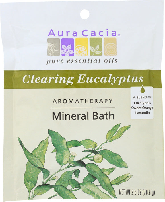 AURA CACIA: Aromatherapy Mineral Bath Clearing Eucalyptus, 2.5 Oz