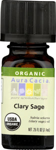 AURA CACIA: Organic Clary Sage Essential Oil, 0.25 oz