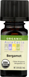 AURA CACIA: Organic Bergamot Essential Oil, 0.25 oz