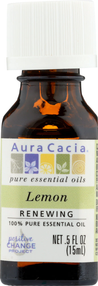 AURA CACIA: 100% Pure Essential Oil Lemon, 0.5 Oz