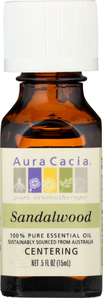 AURA CACIA: 100% Pure Essential Oil Sandalwood, 0.5 Oz