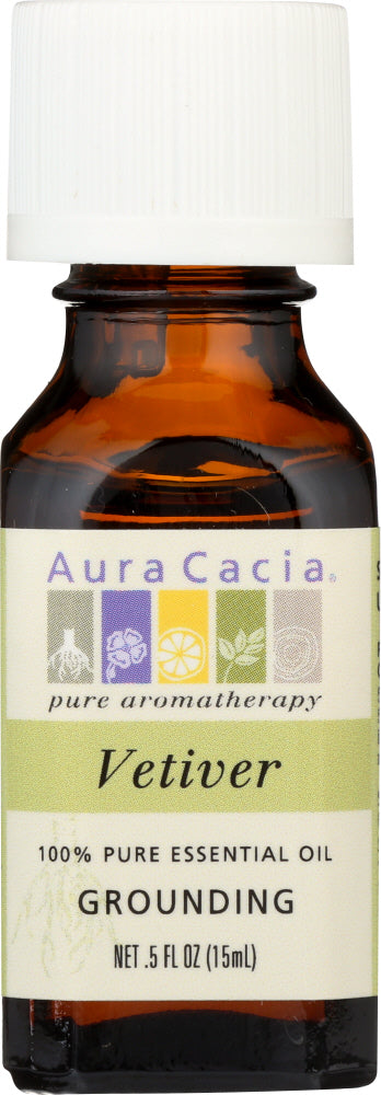 AURA CACIA: 100% Pure Essential Oil Vetiver, 0.5 Oz