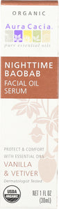 AURA CACIA: Nighttime Baobab Facial Oil Serum Vanilla & Vetiver, 1 oz
