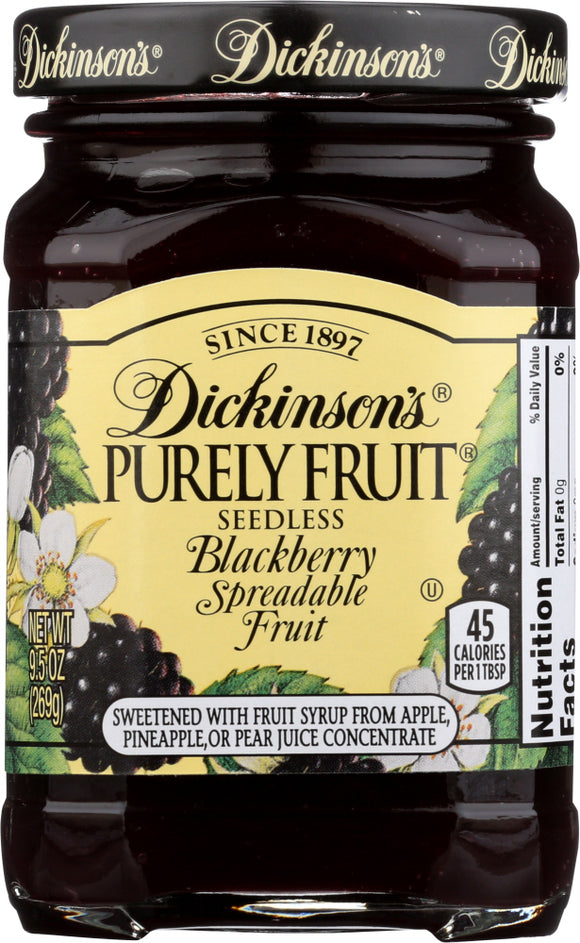 DICKINSON'S: Purely Fruit Spreadable Fruit Seedless Blackberry, 9.5 Oz