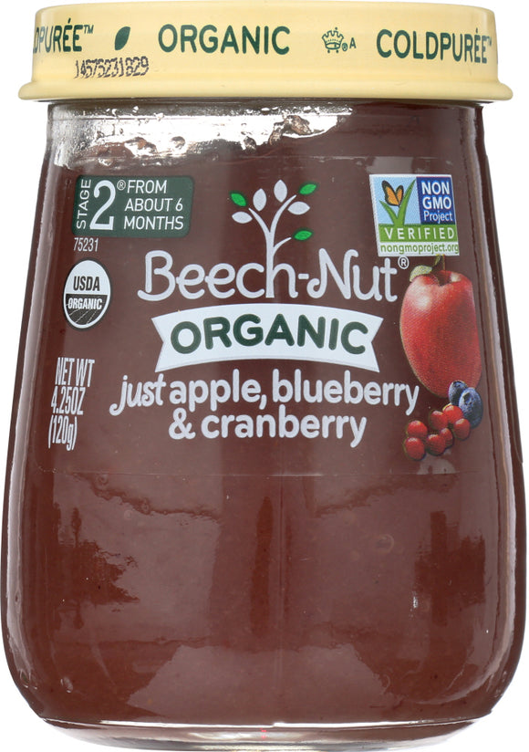 BEECH NUT: 2nd Stage Just Organic Apple Blueberry Cranberry, 4.25 oz