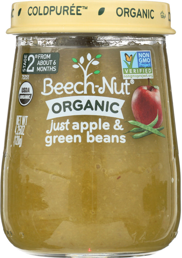 BEECH NUT: 2nd Stage Just Organic Apples & Green Beans, 4.25 oz