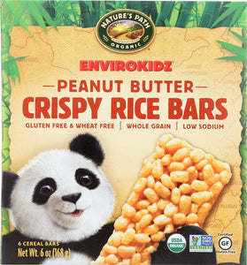 ENVIROKIDZ: Organic Crispy Rice Bar Peanut Butter 6 Bars, 6 oz