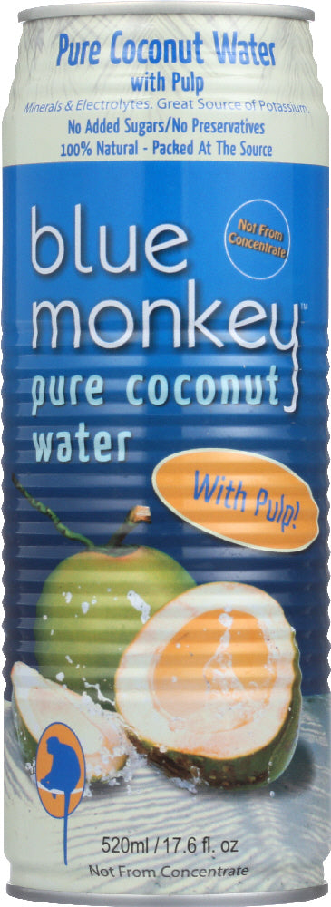 BLUE MONKEY: 100% Natural Pure Coconut Water with Pulp, 17.6 oz