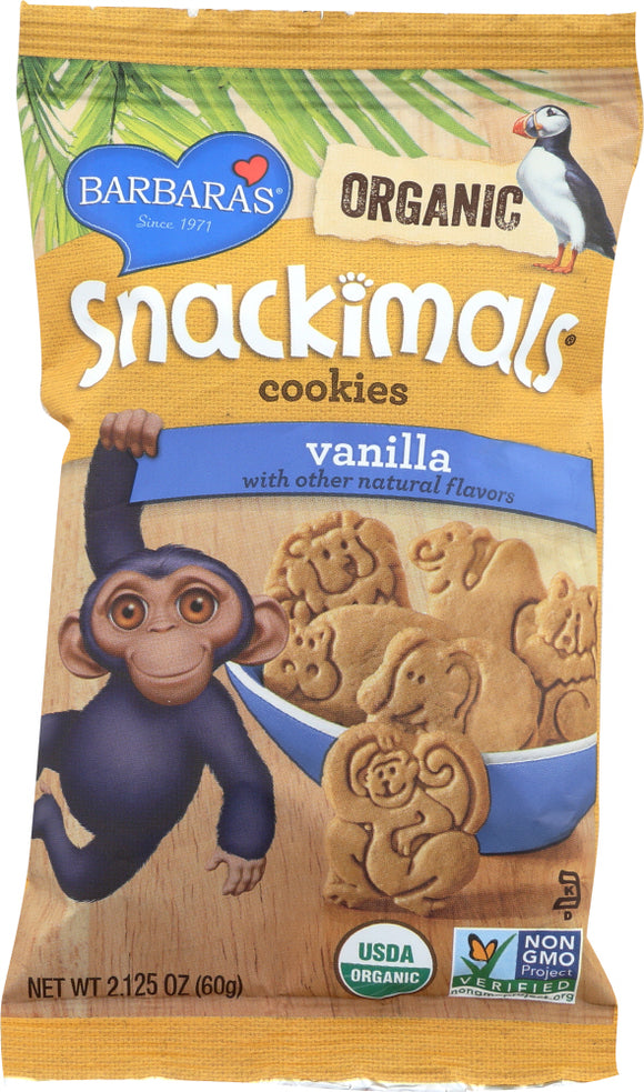 BARBARAS BAKERY: Snackimals Animal Vanilla Cookies, Dairy Free, Cholesterol Free, Made With Organic Ingredients, 2 Oz