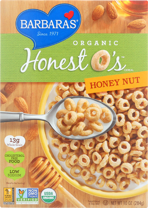 BARBARAS: Organic Honest O’s Cereal Honey Nut, 10 oz