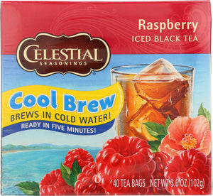 CELESTIAL SEASONINGS: Cool Brew Iced Tea Raspberry 40 Tea Bags, 3.6 oz