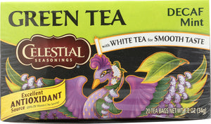 CELESTIAL SEASONINGS: Green With White Tea Caffeine Free Mint 20 Tea Bags, 1.2 oz