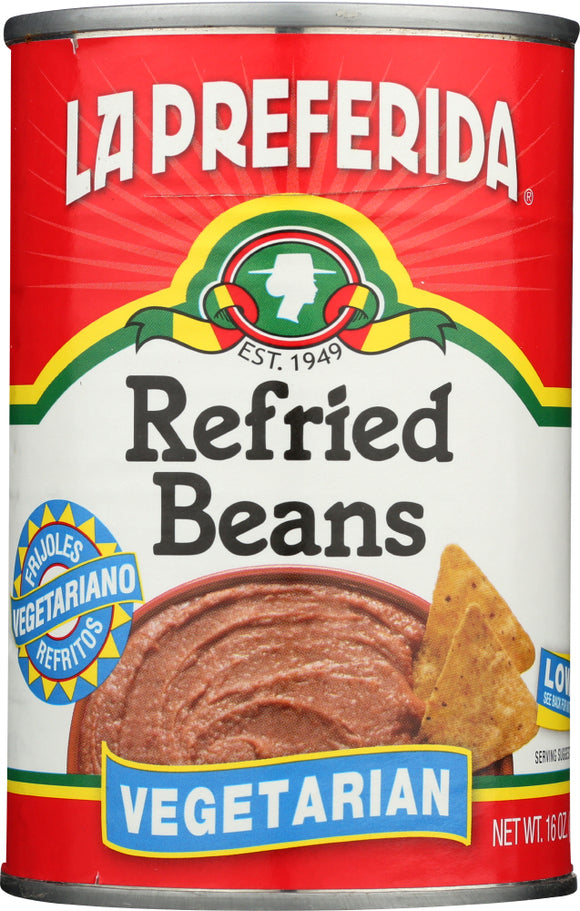 LA PREFERIDA: Refried Beans Vegetarian Low Fat, 16 oz