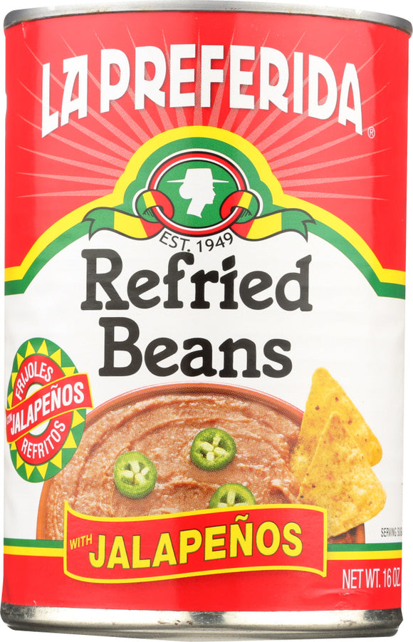 LA PREFERIDA: Refried Beans with Jalapenos, 16 oz