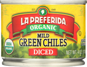 LA PREFERIDA: Organic Mild Diced Green Chiles, 4 oz