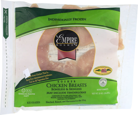 EMPIRE: Boneless & Skinless Chicken Breasts Tenderness & Juiciness Enhanced With Up To 20% Solution Added, 2 lb