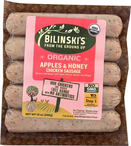 BILINSKI'S: Organic Sweet Apple Chicken Sausage, 12 oz