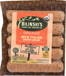 BILINSKI'S: Organic Sweet Italian Chicken Sausage, 12 oz