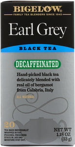 BIGELOW TEA: Earl Grey Black Tea Decaffeinated, 20 tea bags