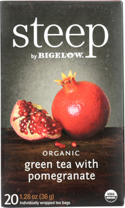BIGELOW: Steep Organic Green Tea Pomegranate 20 bg, 1.28 oz