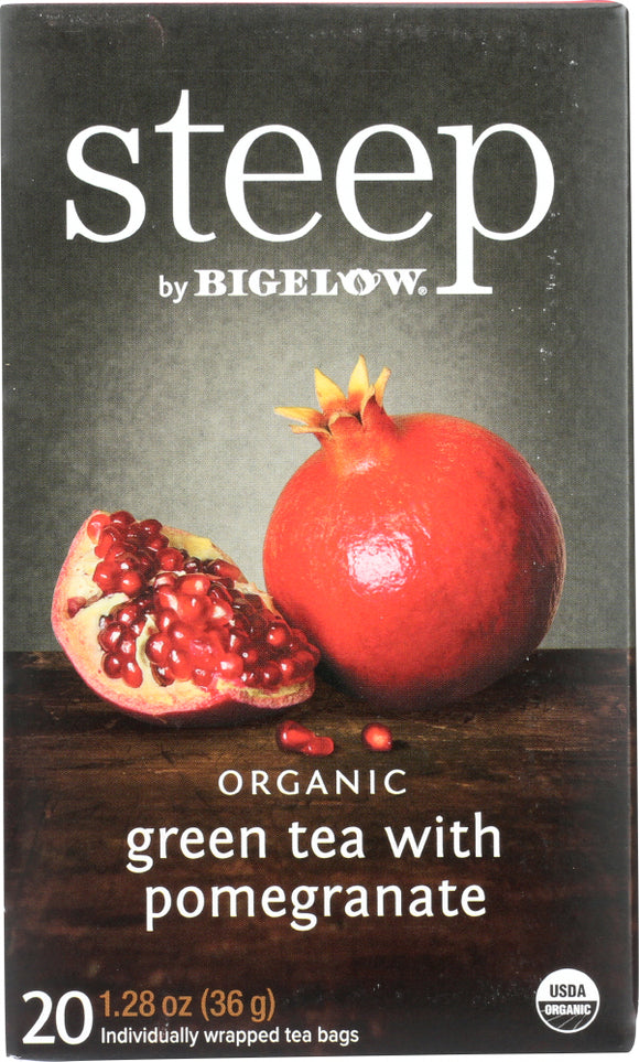 BIGELOW: Steep Organic Green Tea Pomegranate 20 bg, 1.28 oz