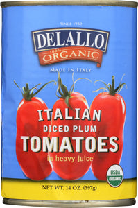 DELALLO: Tomato Diced Peeled Organic, 14 oz