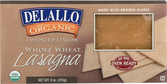 DELALLO: Organic Whole Wheat Lasagna Oven Ready, 9 oz