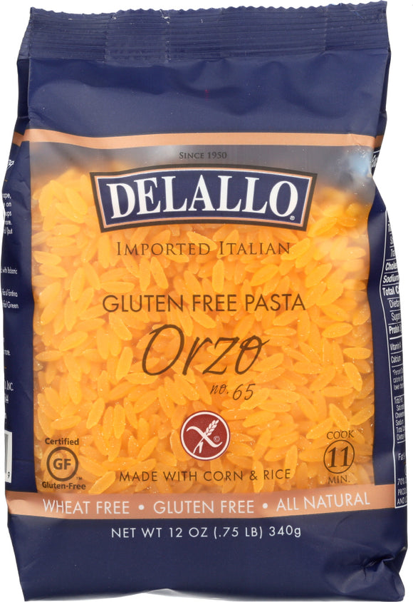 DELALLO: Gluten Free Corn & Rice Pasta Orzo No. 65, 12 oz