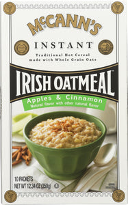 MCCANN'S: Instant Irish Oatmeal Apples & Cinnamon, 12.3 Oz