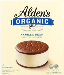 ALDENS ORGANIC: Ice Cream Sandwich Vanilla, 4 pk