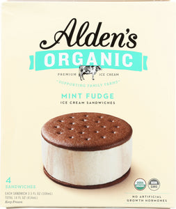 ALDENS ORGANIC: Ice Cream Sandwich Chocolate Organic Mint Fudge, 4 pk