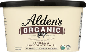 ALDENS ORGANIC: Ice Cream Vanilla Chocolate Swirl Organic, 48 oz