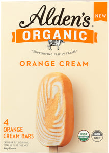 ALDENS ORGANIC: Bar Frozen Orange Cream, 4 pk