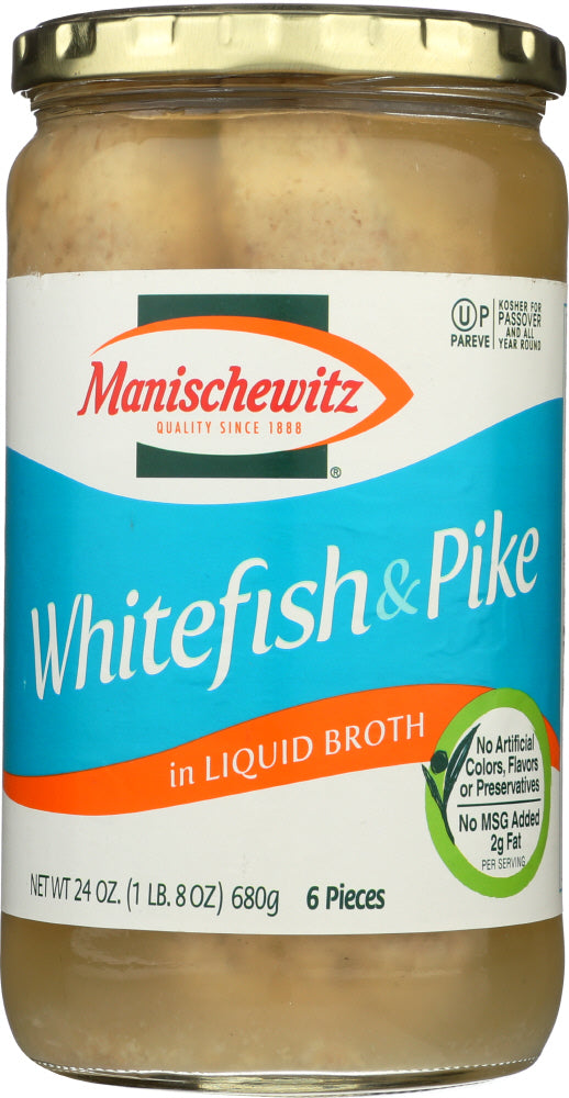 MANISCHEWITZ: Whitefish & Pike in Liquid Broth, 24 Oz