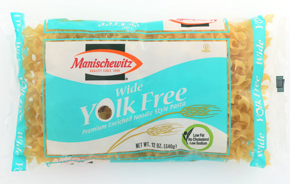 MANISCHEWITZ: Yolk Free Egg Noodles Wide, 12 Oz